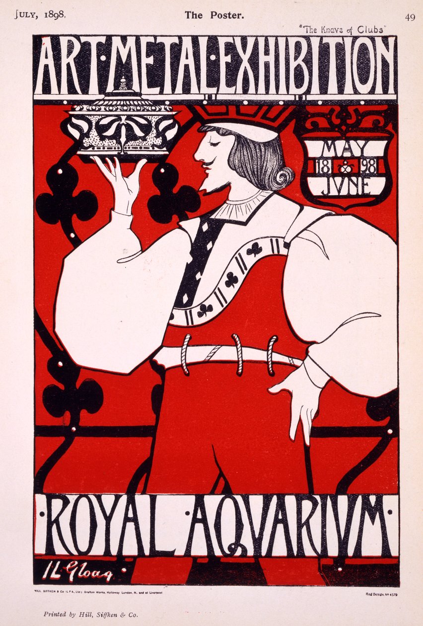 Juliste "Art Metal Exhibition" -näyttelyyn Royal Aquariumissa, 1898 tekijältä Isobel Lilian Gloag