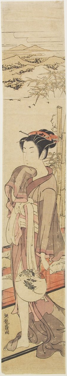 (Tyttö viileä verannalla), c. 1772-1781 tekijältä Isoda Koryusai