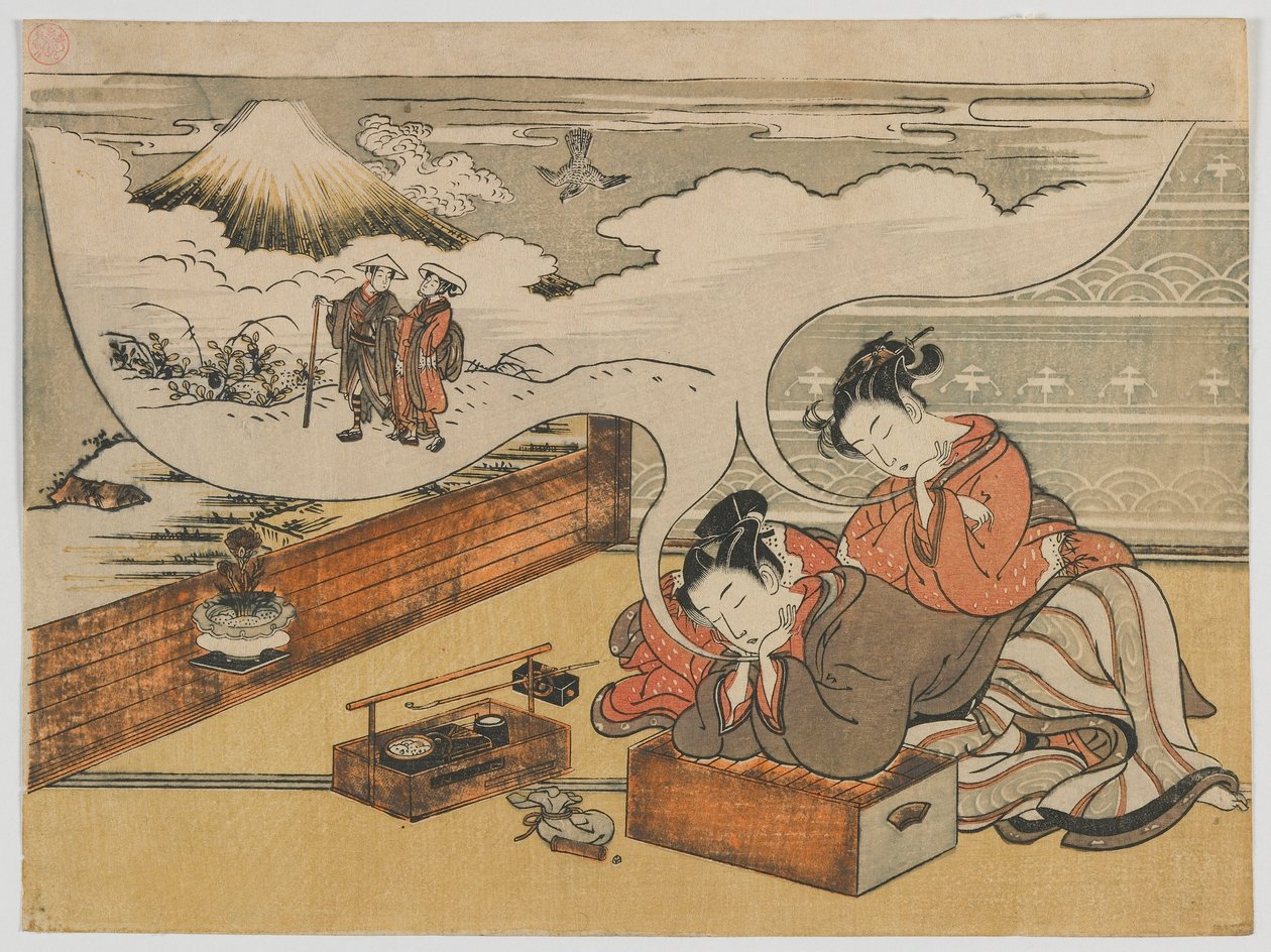 Unelmoi kävelystä Fujin lähellä, Edo-kausi, 1770-73 (värillinen puupainatus) tekijältä Isoda Koryusai