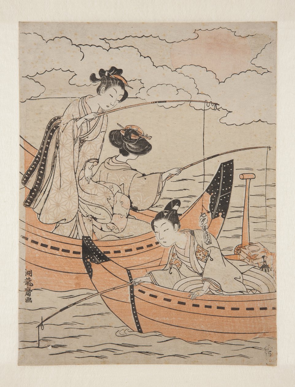 Boats of Love (Koi no fune) (värillinen puupainatus) tekijältä Isoda Koryusai