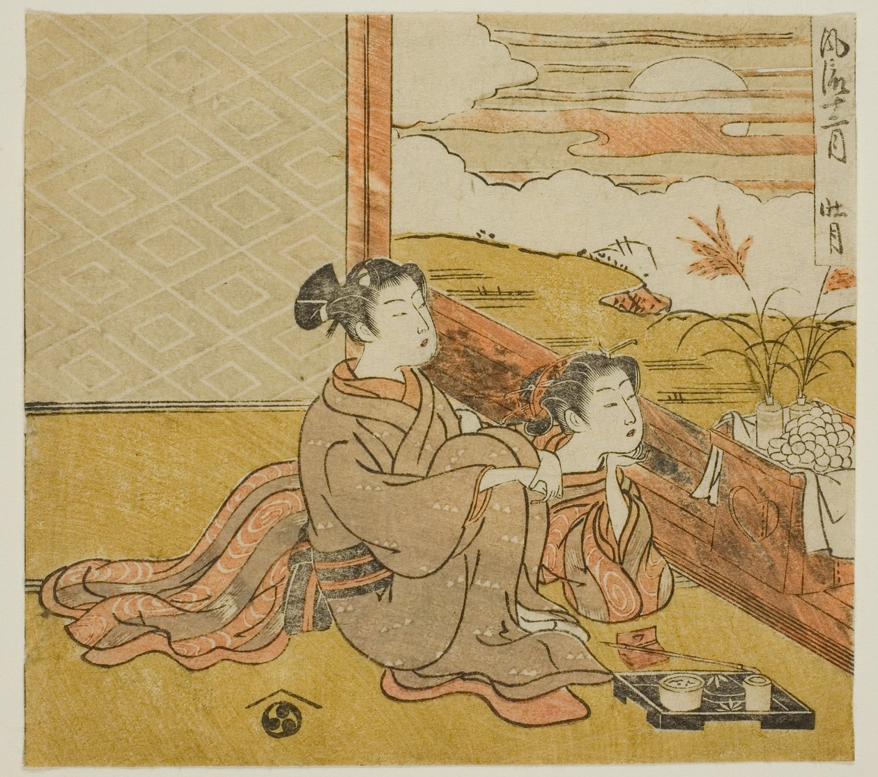 Kahdeksas kuukausi (Sogetsu), sarjasta "Fashionable Twelve Months (Furyu juni tsuki)" tekijältä Isoda Koryusai