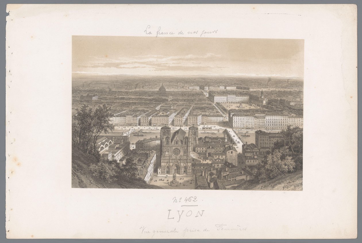 Zicht op Lyon a la cathedraal vanaf Fourvière Lió. Vista general presa des de Fourvières Hedendaags Frankrijk (títol de la sèrie) France Today (títol de la sèrie) finlandès tekijältä Isodore Laurent Deroy