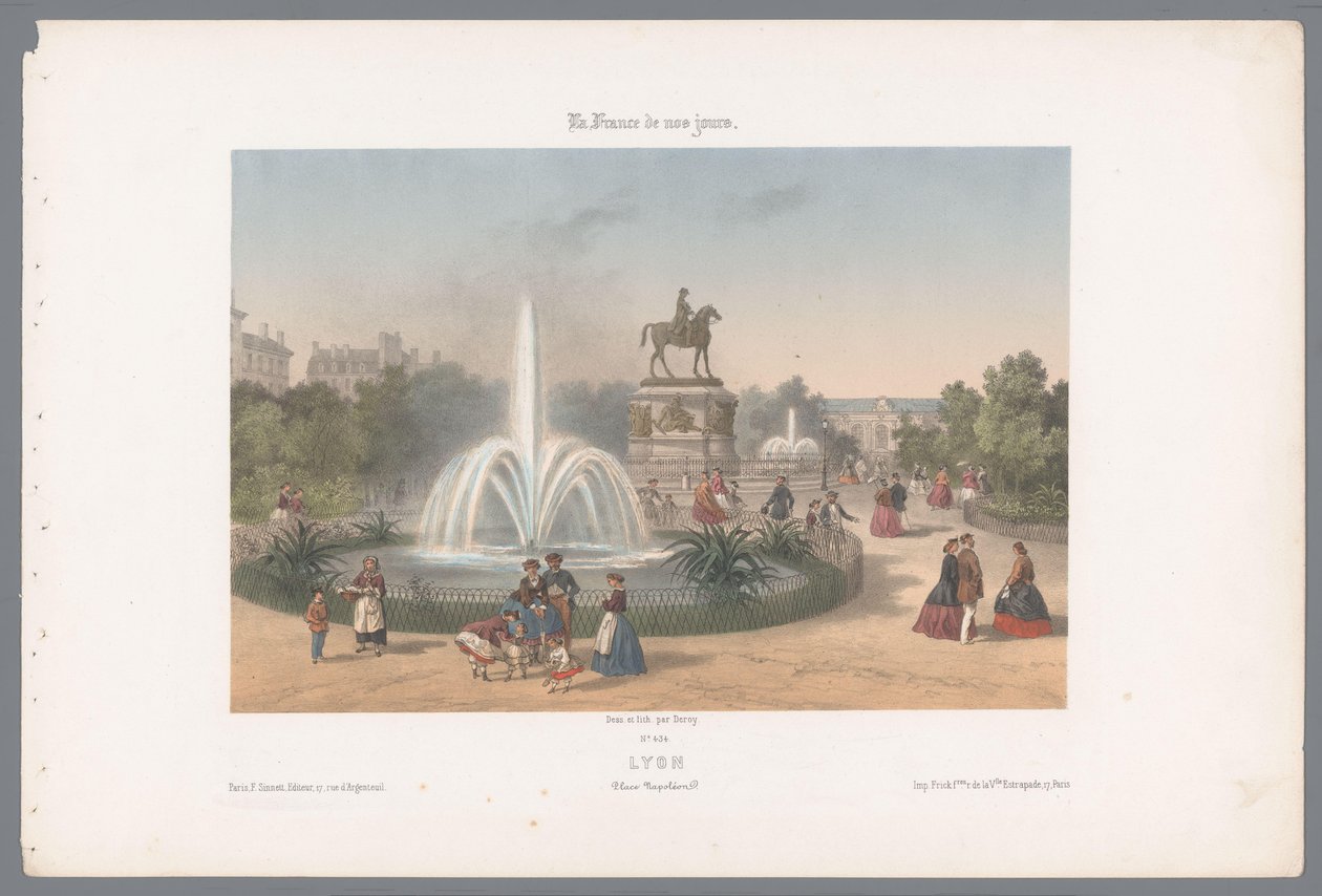 Zicht op de Place Napoléon te Lyon Lyon. Paikka Napoleon (nimi esineellä) Hedendaags Frankrijk (sarjan nimi) Ranska nykyään (sarjan nimi esineellä) tekijältä Isodore Laurent Deroy