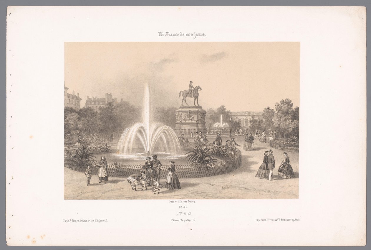 Zicht op de Place Napoléon te Lyon Lyon. Paikka Napoleon (nimi esineellä) Hedendaags Frankrijk (sarjan nimi) Ranska nykyään (sarjan nimi esineellä) tekijältä Isodore Laurent Deroy