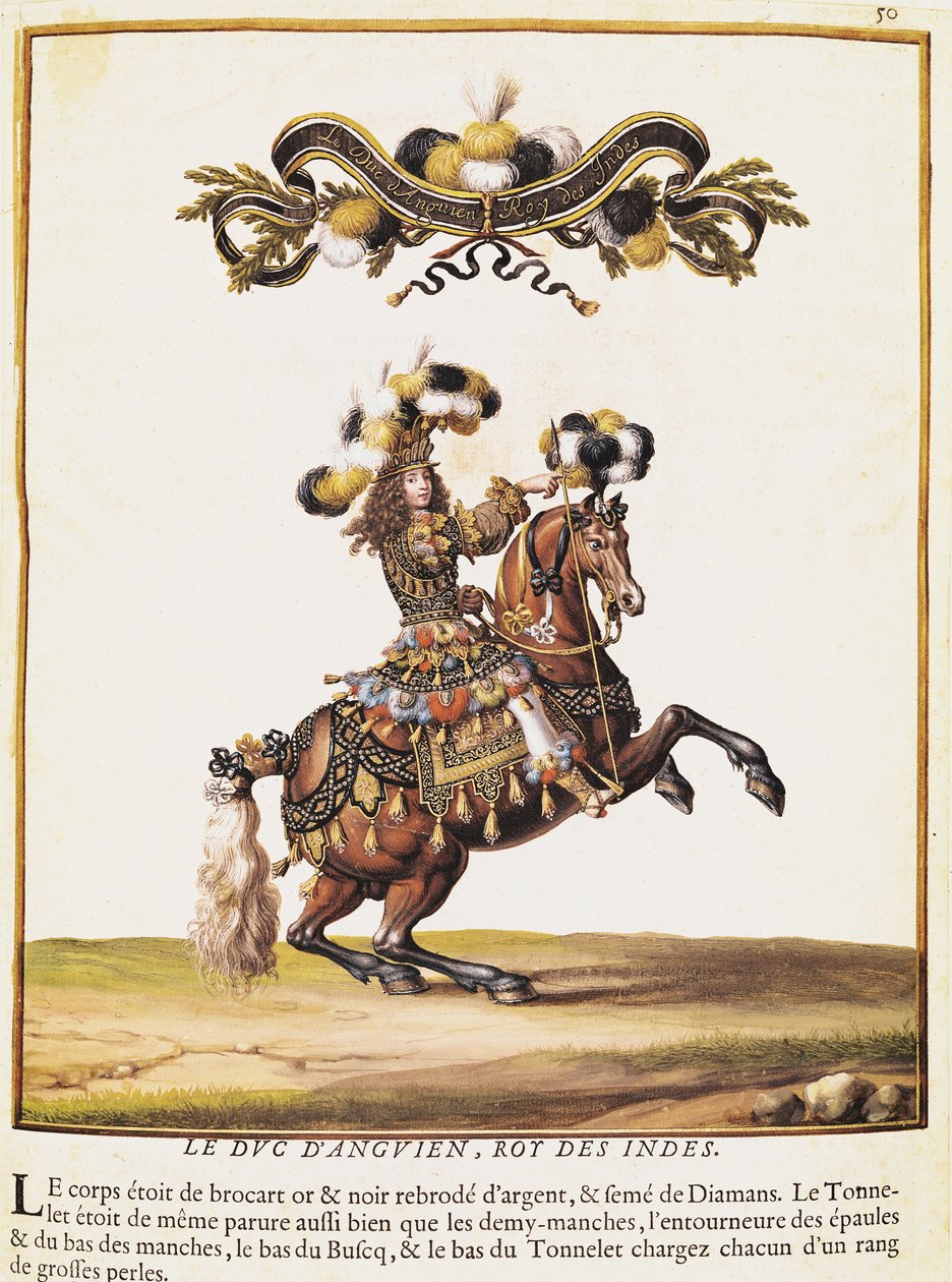 Enghienin herttua intiaanien kuninkaana karusellissa Ludvig XIV:lle (1638-1715) Tuileries