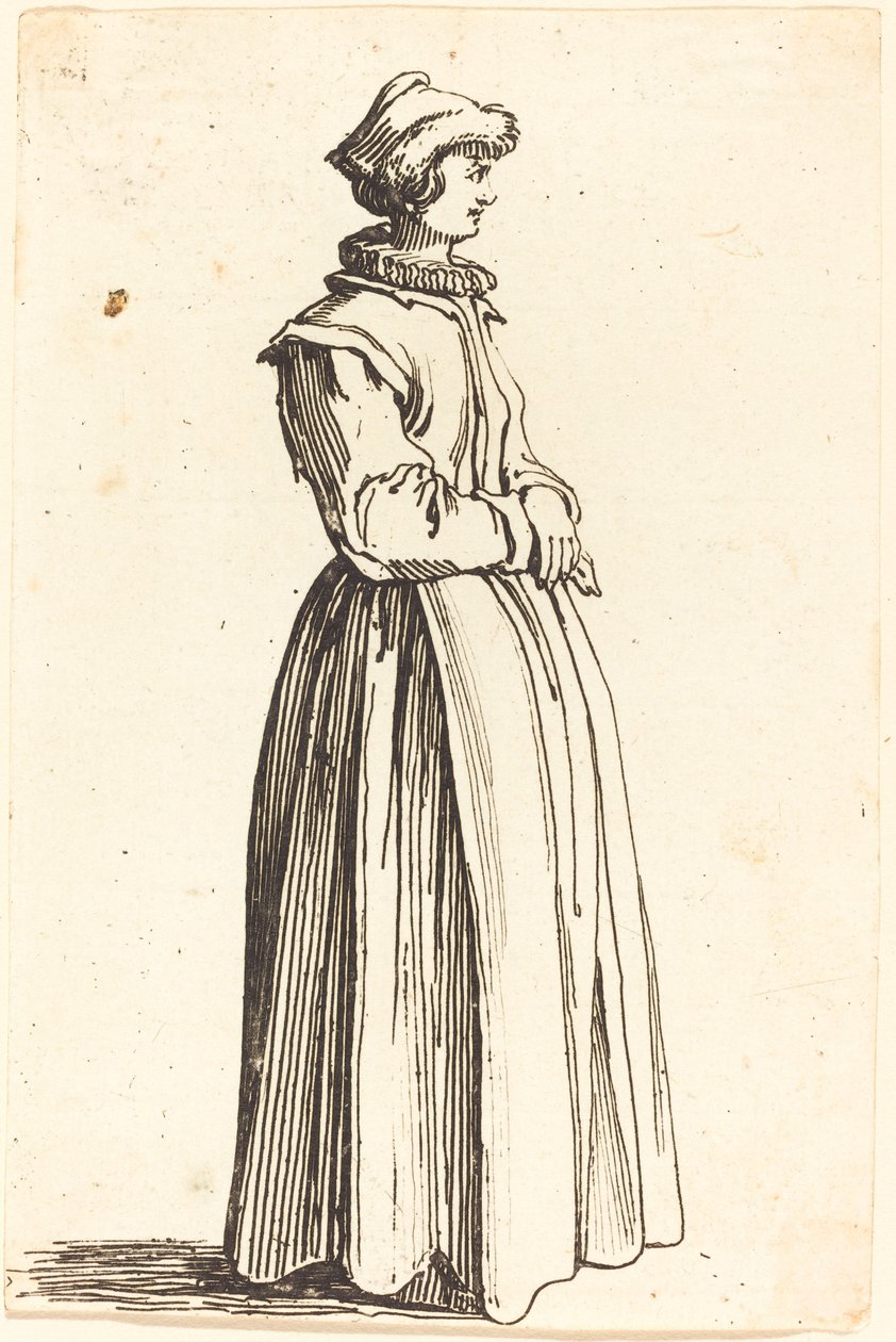 Nuori nainen profiilissa, kasvot oikealle tekijältä Israel Henriet after Jacques Callot
