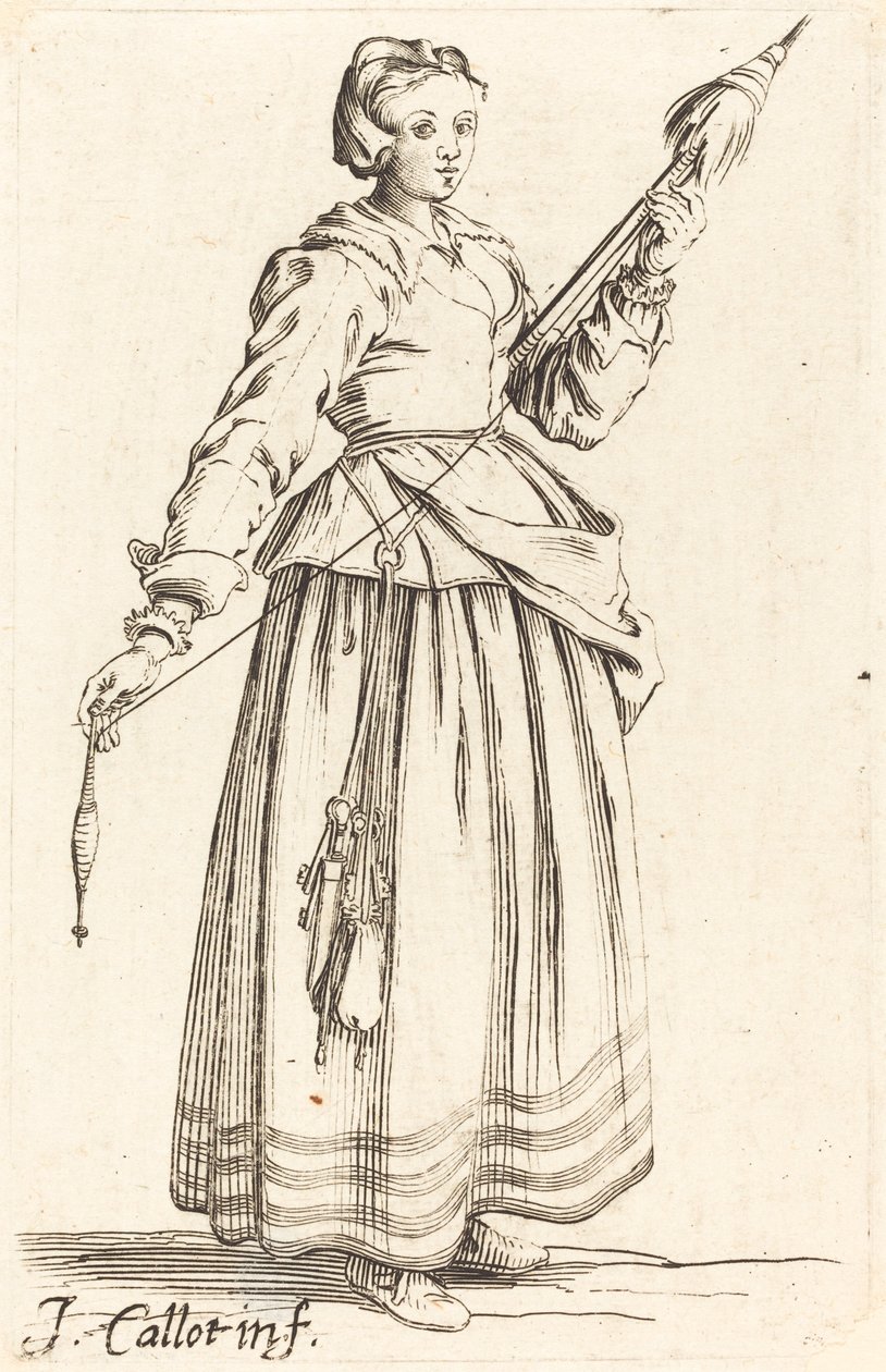 Nuori nainen etäällä, kasvot oikealle tekijältä Israel Henriet after Jacques Callot