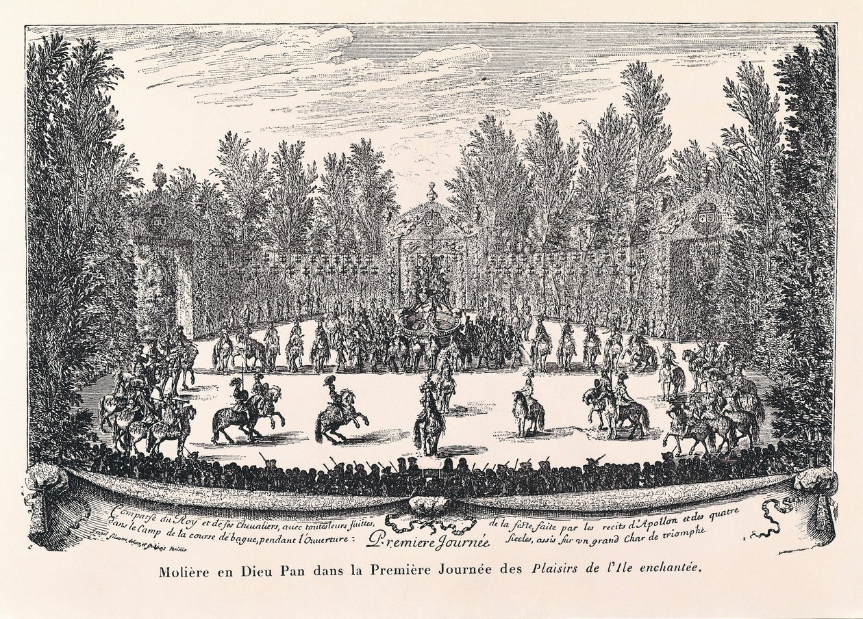Moliere in God Pan, kuvitus Jean Baptiste Poquelinin teoksesta "Les Plaisirs de l