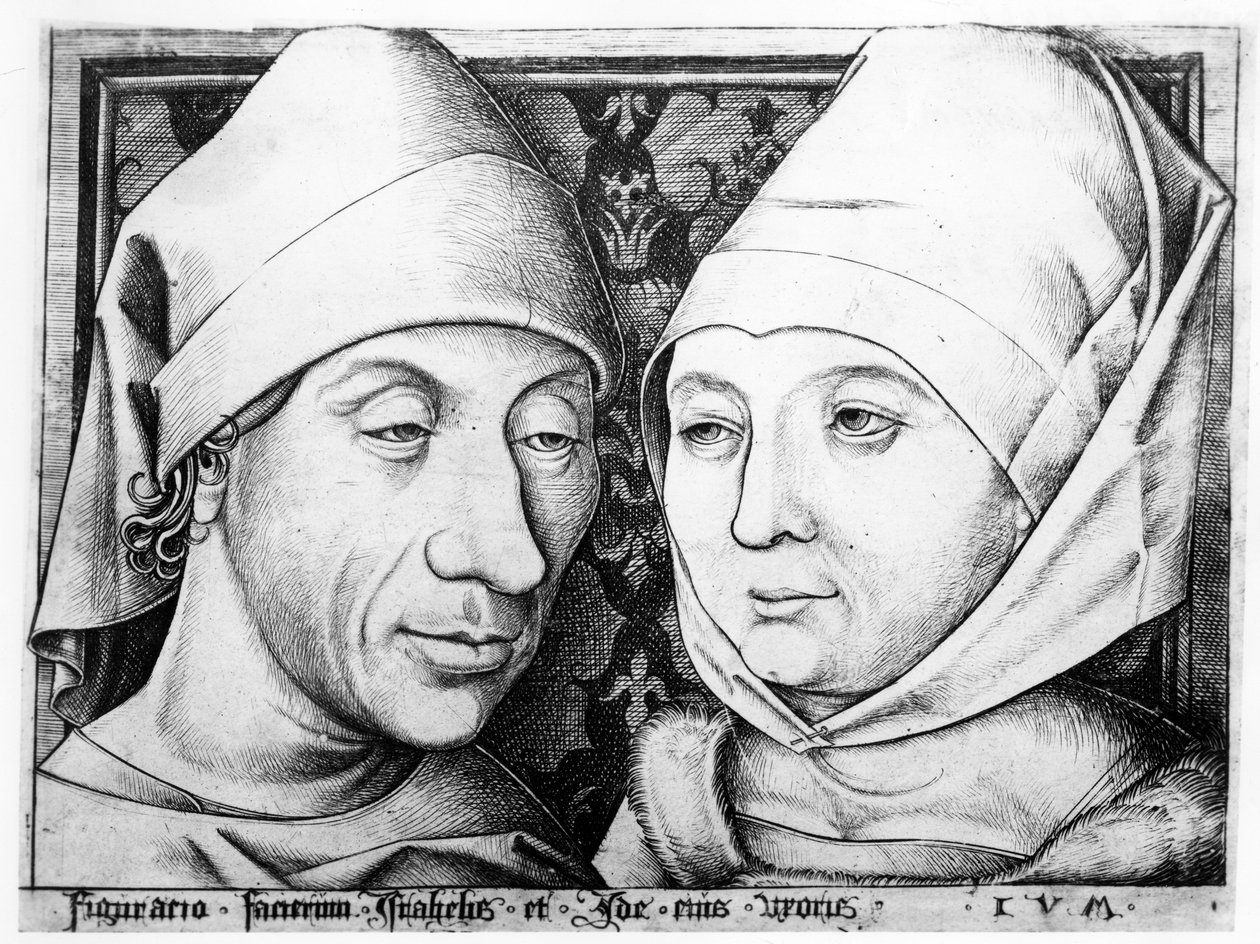 Israhel van Meckenemin ja hänen vaimonsa Idan muotokuva, n. 1490 tekijältä Israhel van Meckenem the younger