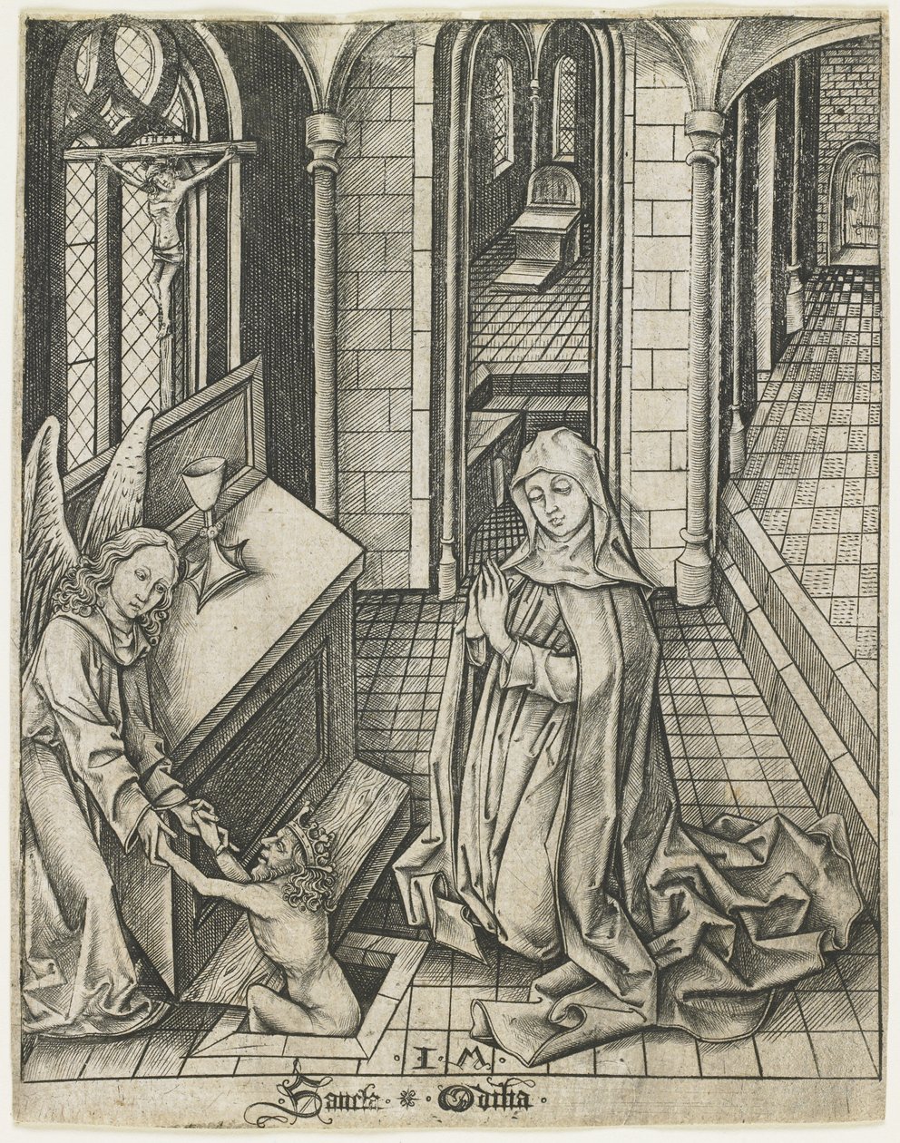 Saint Ottilia, c. 1475-1480 tekijältä Israhel van Meckenem the younger