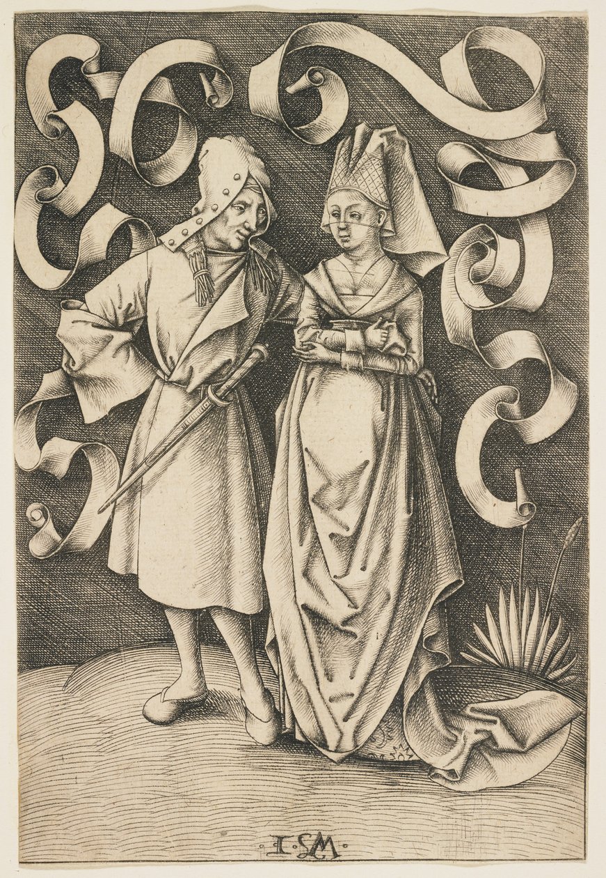 Erilainen pariskunta, c. 1495-1497 tekijältä Israhel van Meckenem the younger