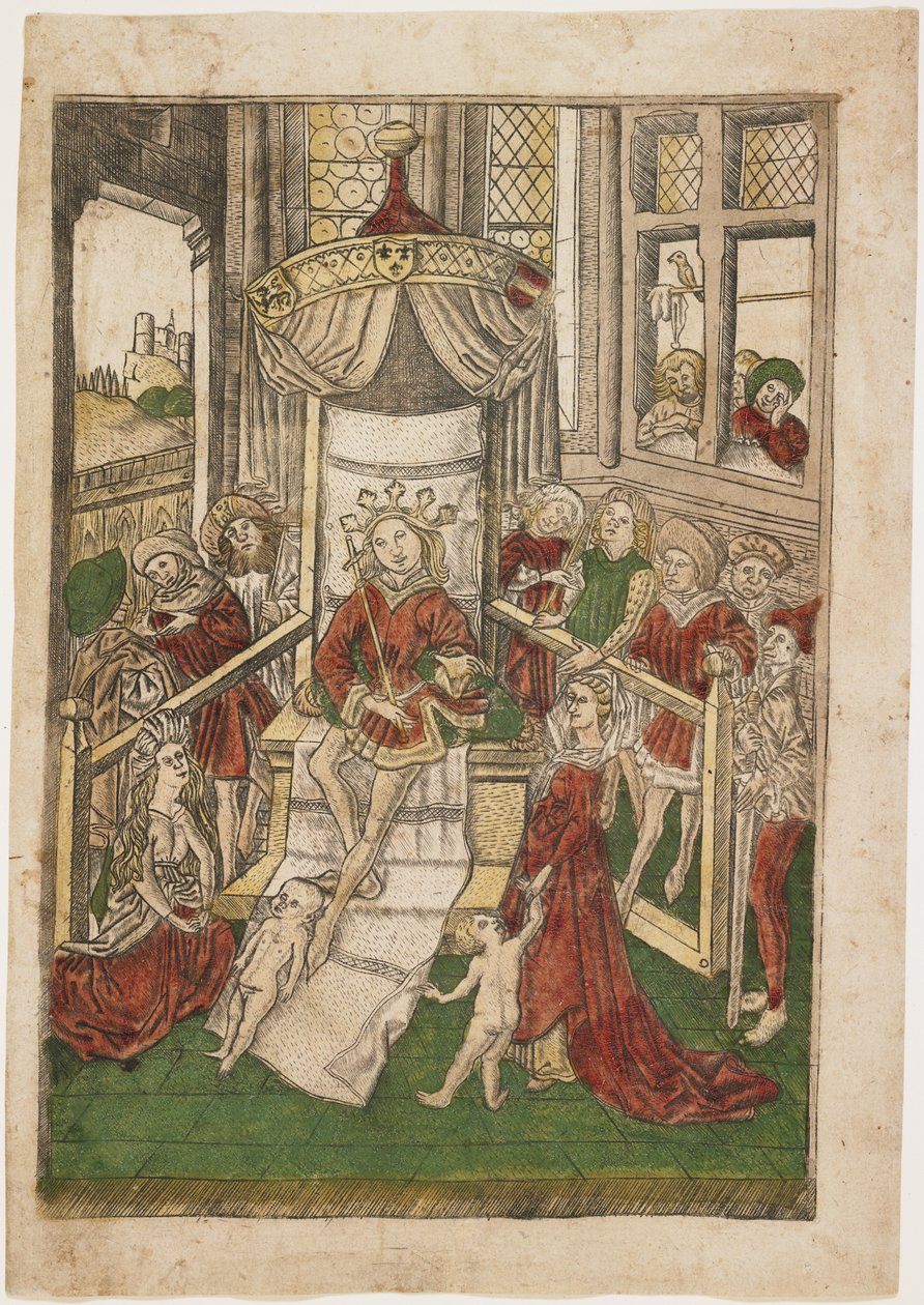 Salomon tuomio, n. 1465 tekijältä Israhel van Meckenem the younger