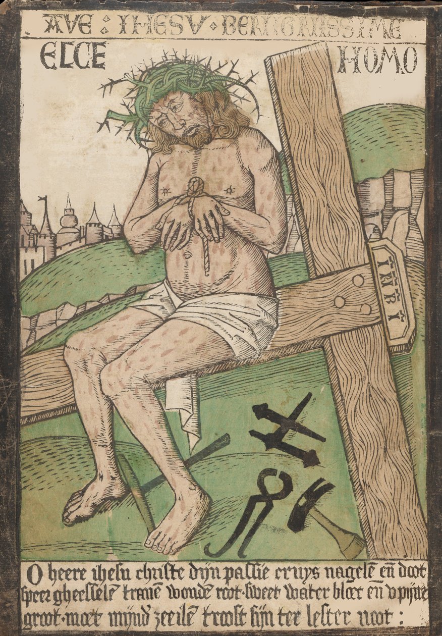 Albumi, jossa on kaksitoista kaiverrusta The Passionista, puupiirros Kristuksesta ihmisenä, 1400-luvun loppu. tekijältä Israhel van Meckenem