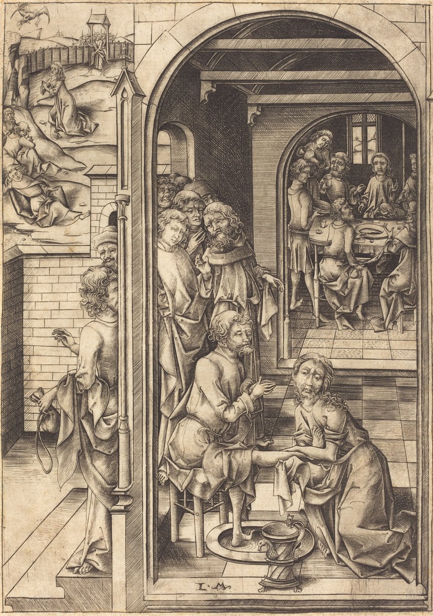 Kristus pesee apostolien jalkoja, n. 1480. tekijältä Israhel van Meckenem