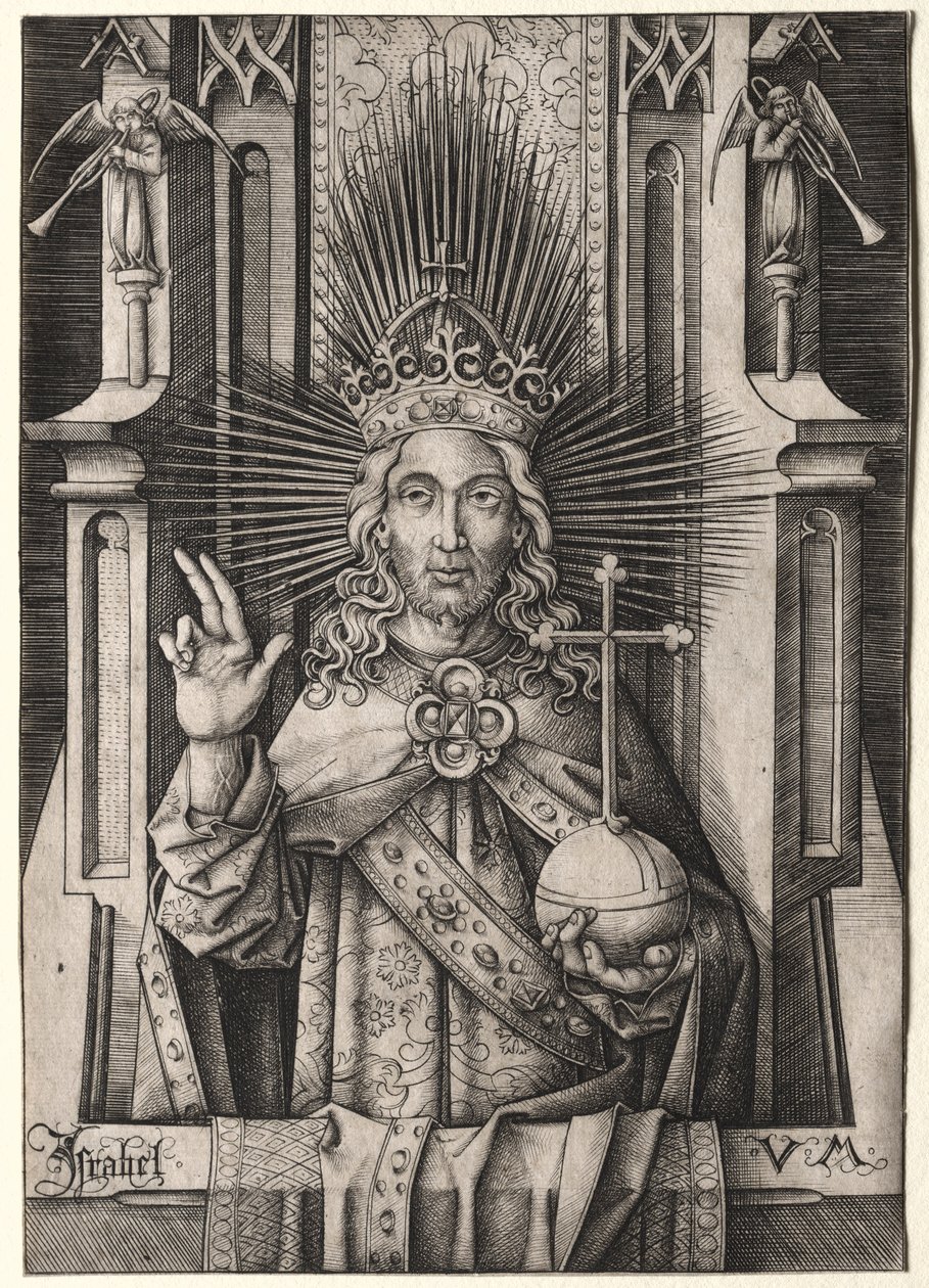Kristus Lunastaja Salvator Mundi, n. 1490-1500. tekijältä Israhel van Meckenem