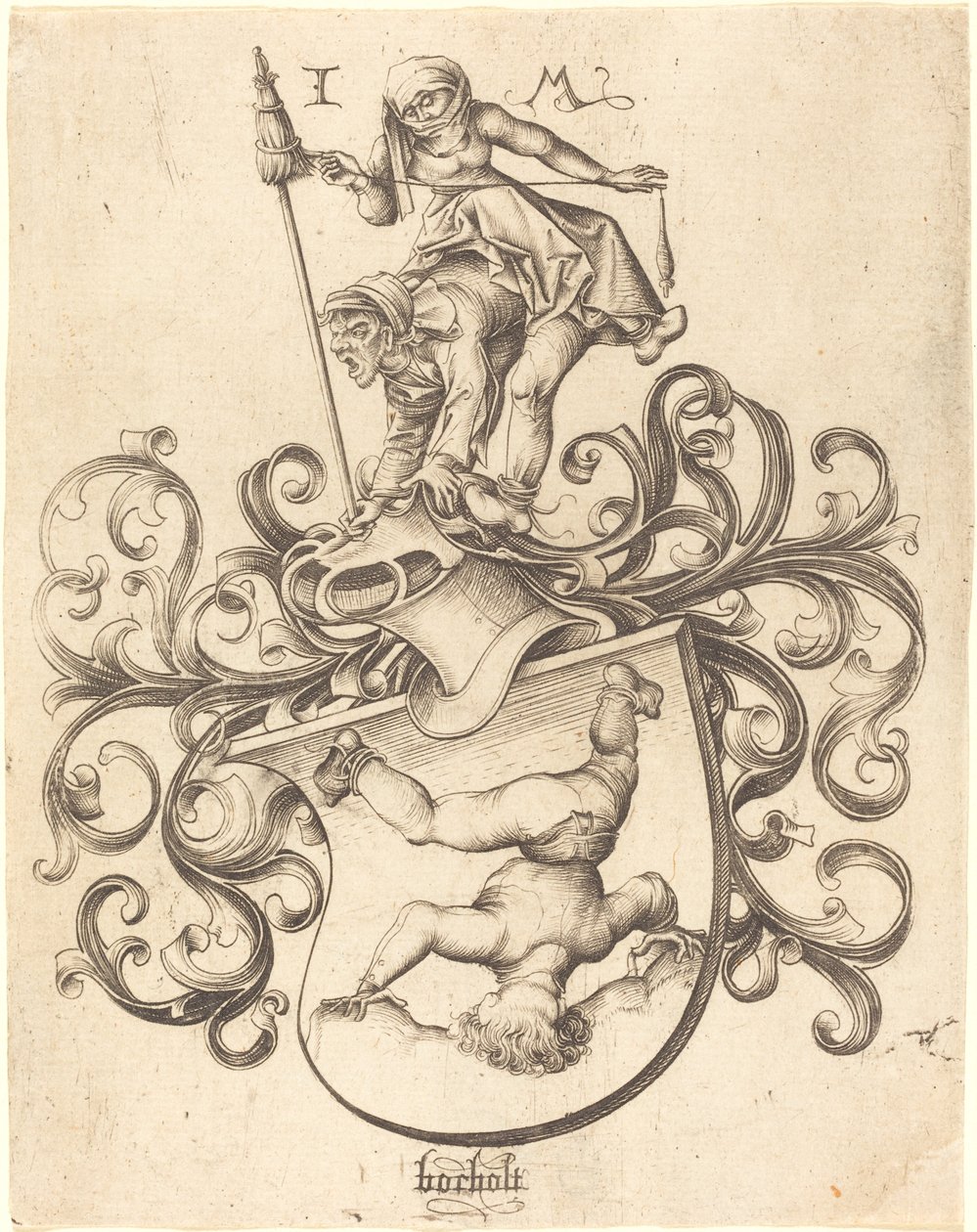 Vaakuna ja Tumbling Boy, c. 14801490. tekijältä Israhel van Meckenem