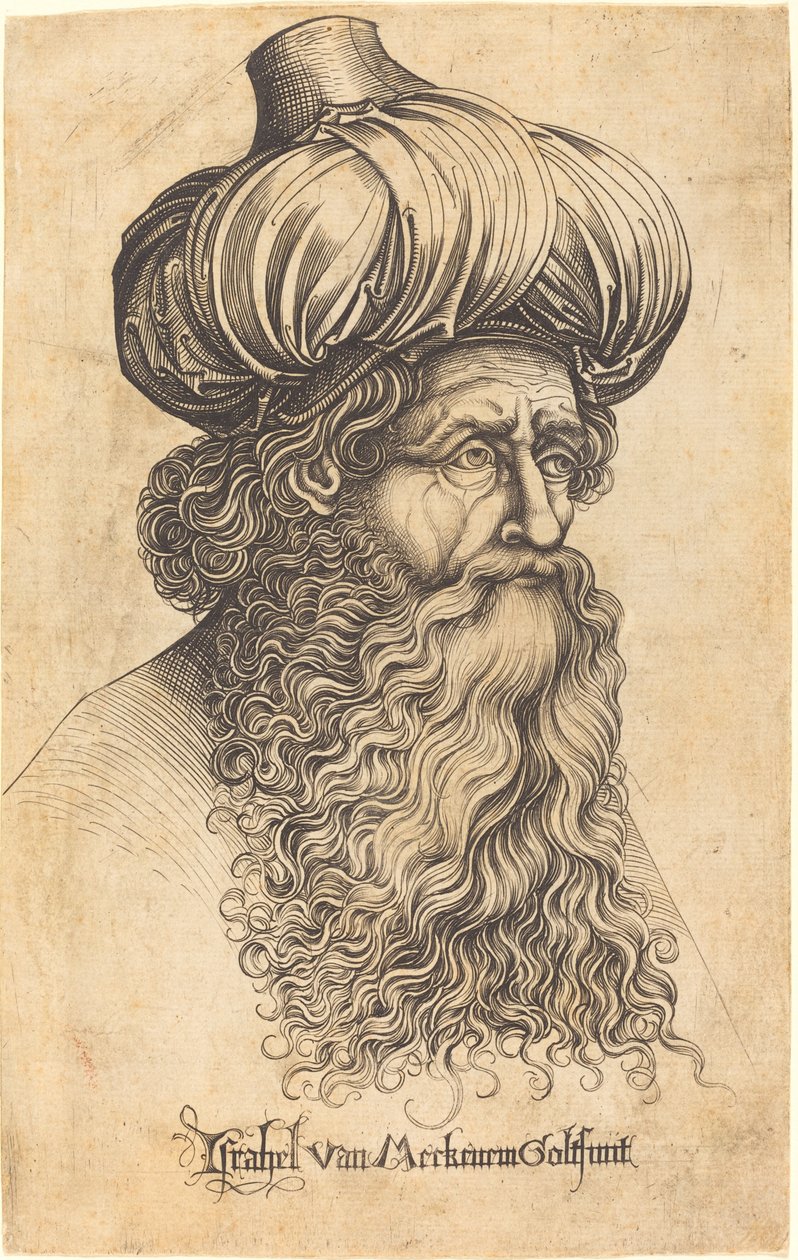 Ikääntyneen miehen pää, n. 14801490. tekijältä Israhel van Meckenem
