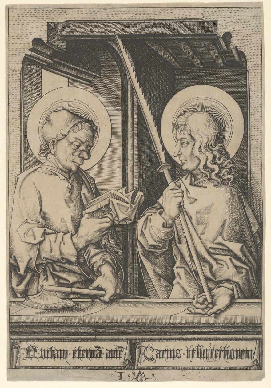 Pyhät Matthias ja Judas Thaddaeus, The Apostoles,.n.d. tekijältä Israhel van Meckenem