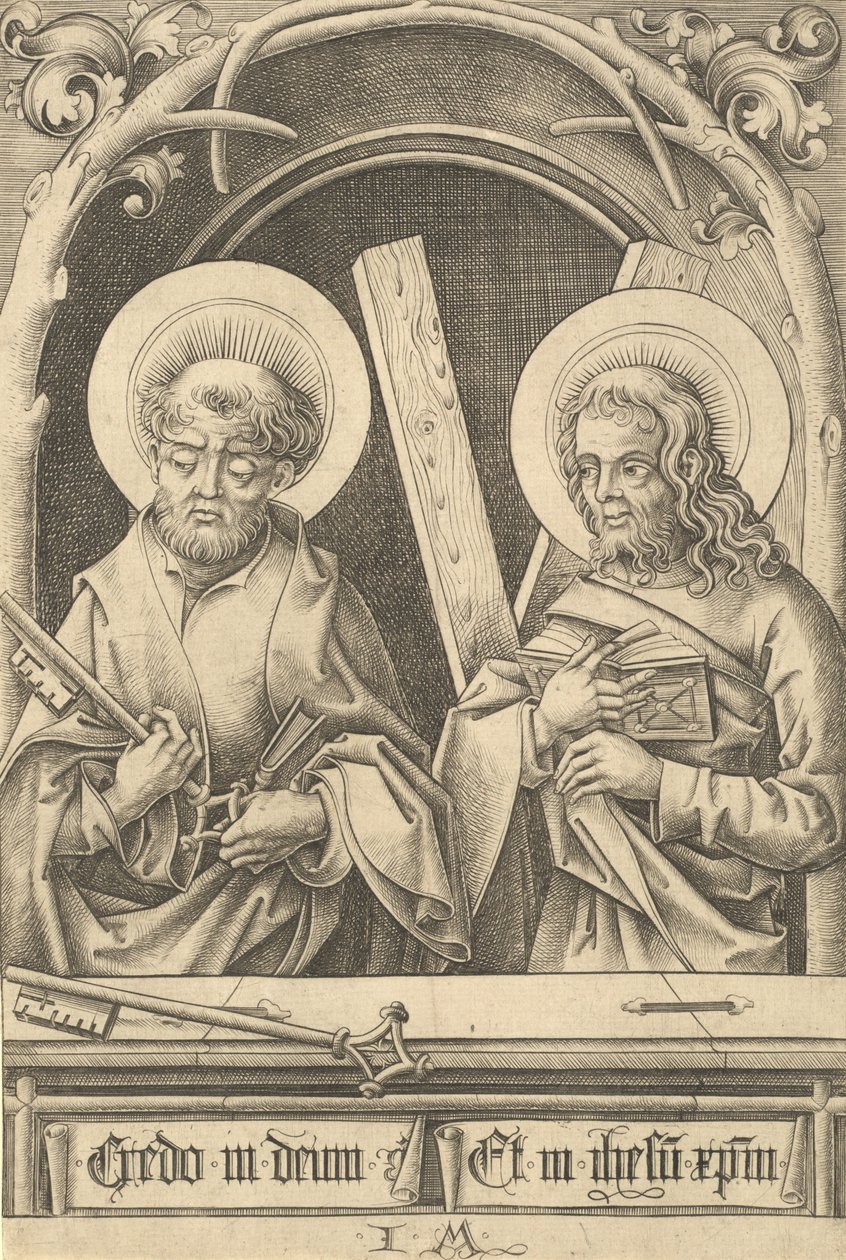 Pyhät Pietari ja Andreas, n. 14801485. tekijältä Israhel van Meckenem
