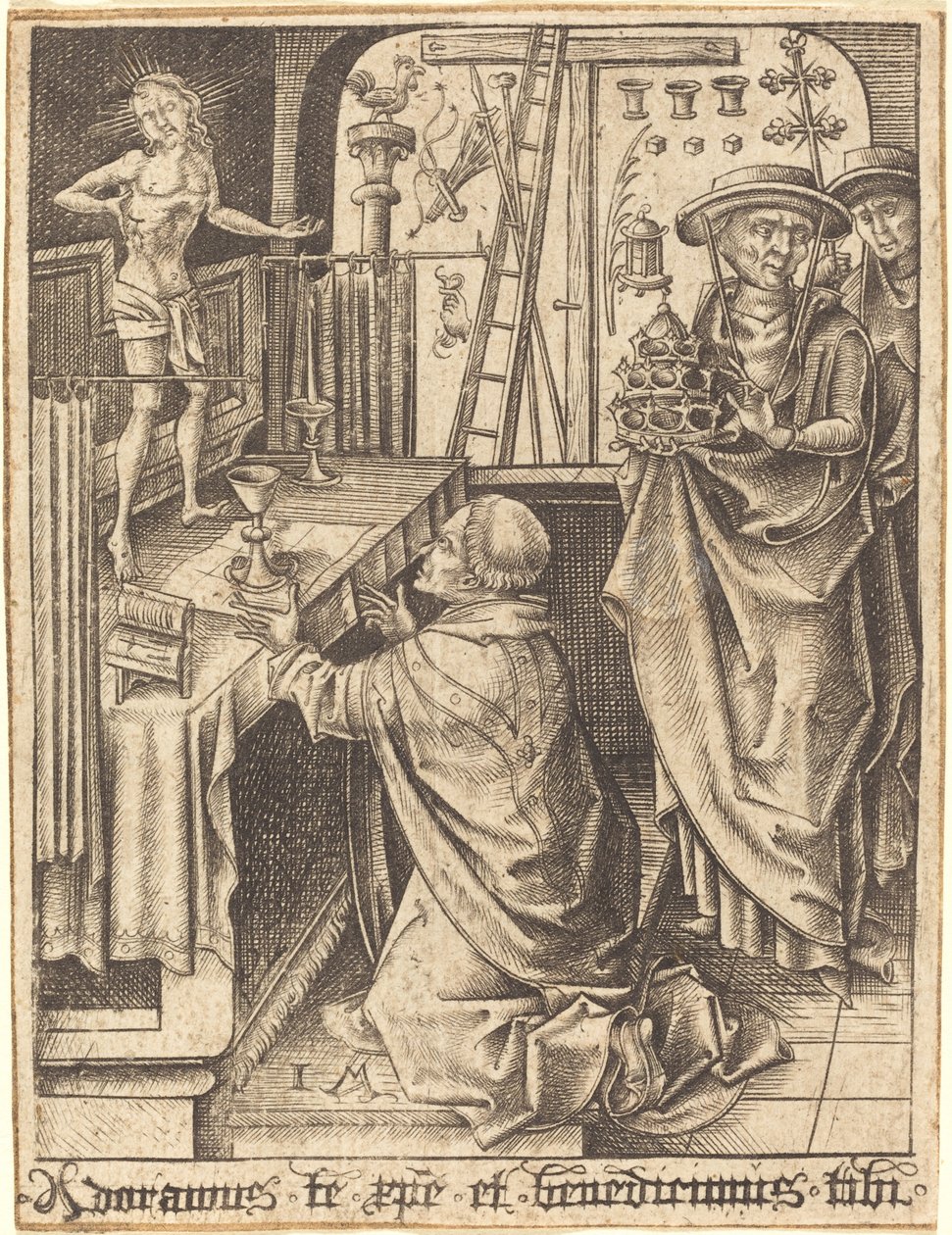 Pyhän Gregorian messu, n. 14801490. tekijältä Israhel van Meckenem