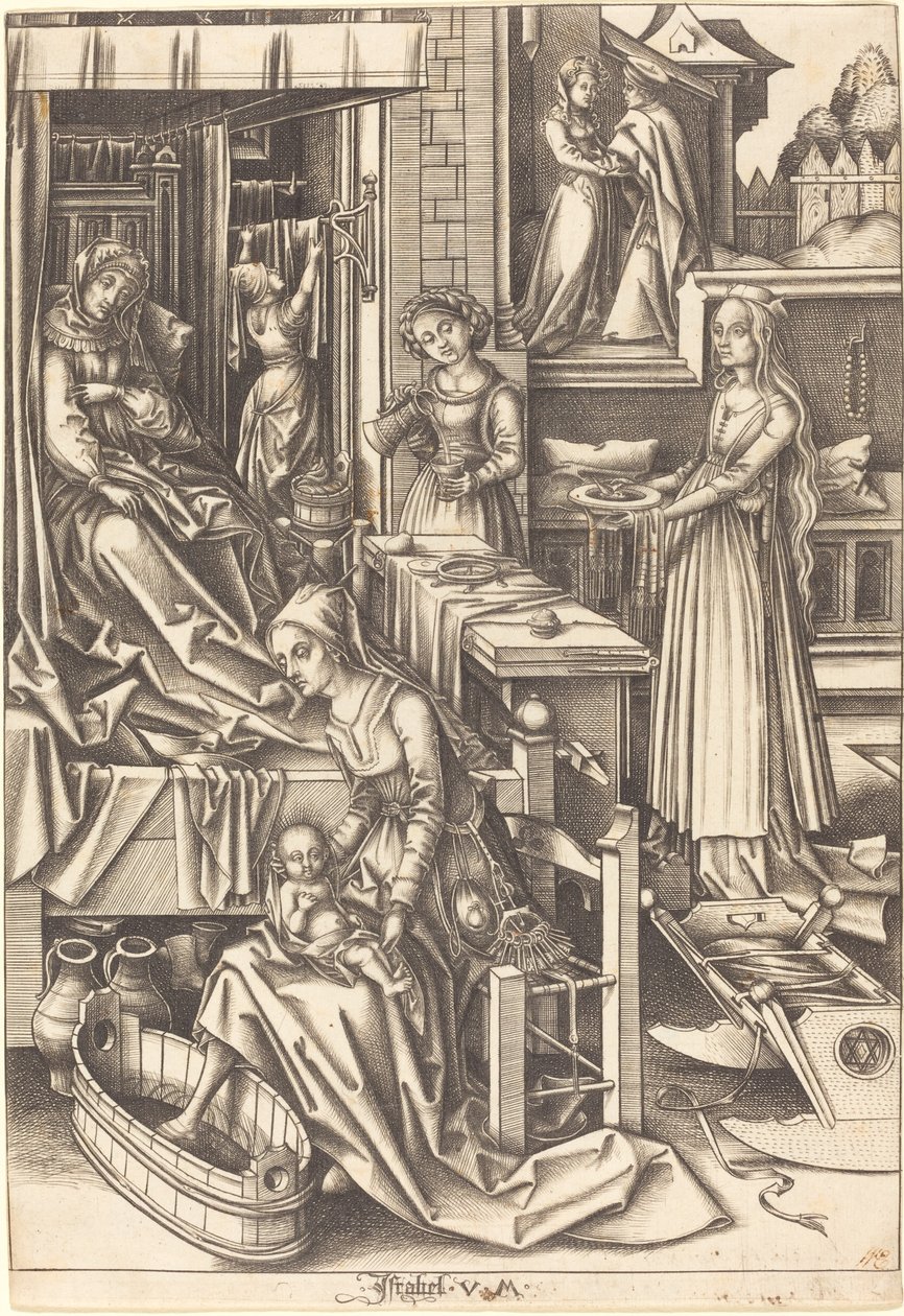 Neitsyen syntymä tekijältä Israhel van Meckenem after Hans Holbein the Elder
