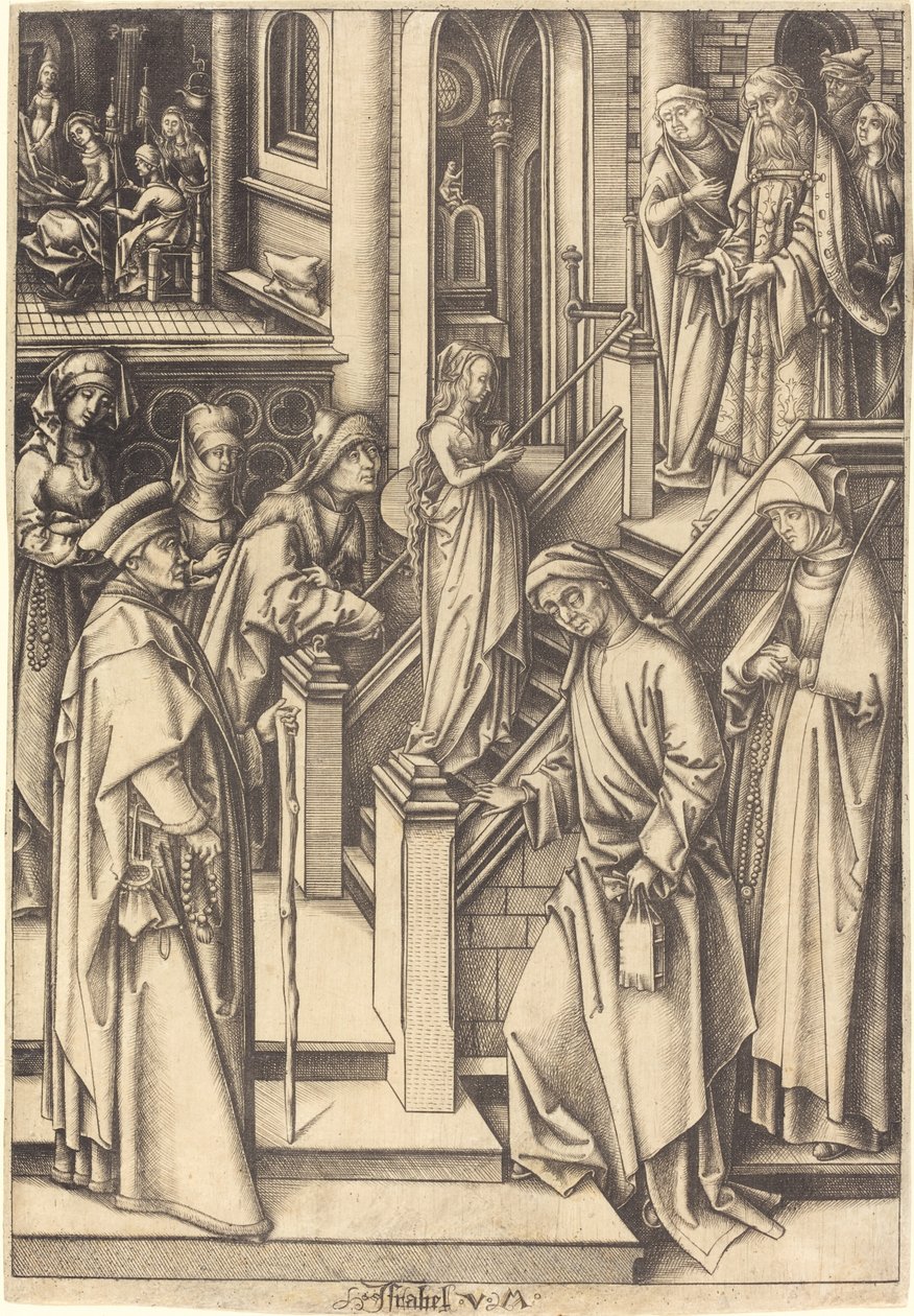 Neitsyen esitys tekijältä Israhel van Meckenem after Hans Holbein the Elder