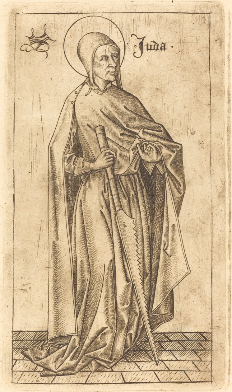Saint Simon Zealotit (?) tai Pyhä Juudas Taddeus (?) tekijältä Israhel van Meckenem after Master E.S.