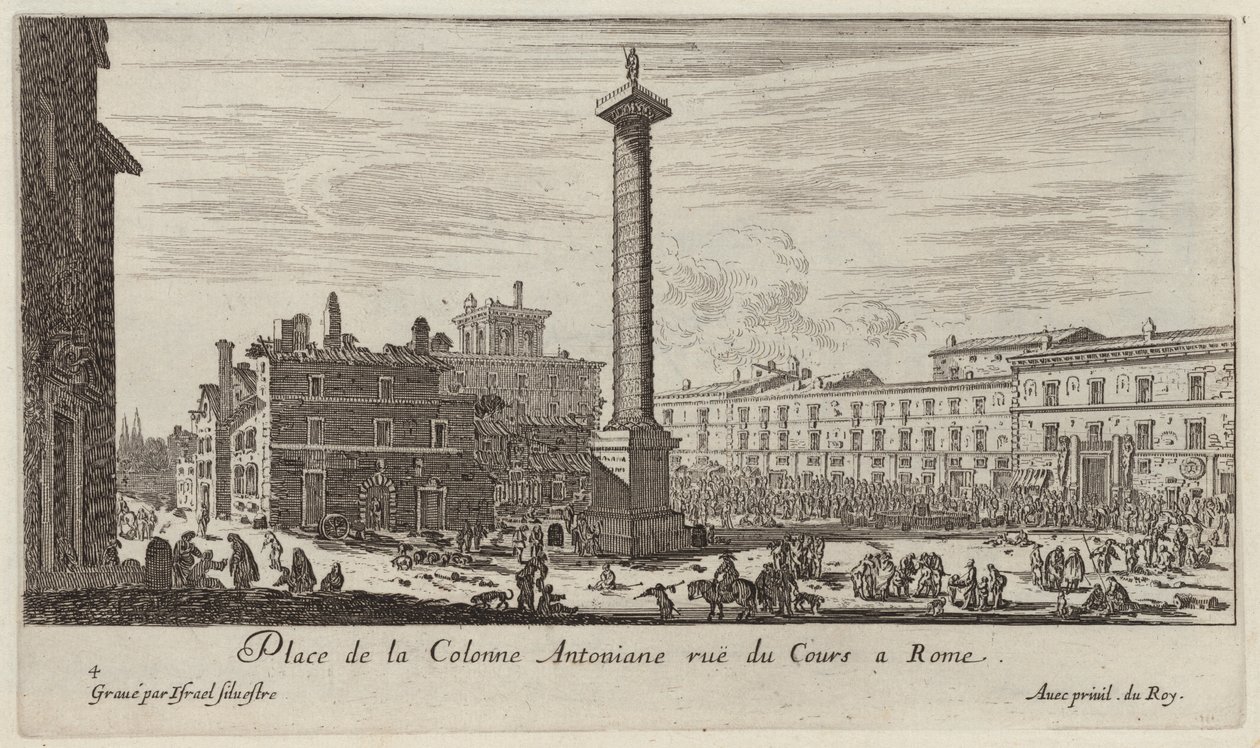 Place de la Colonne Antoniane rue du Cours Roomassa tekijältä Israël Silvestre