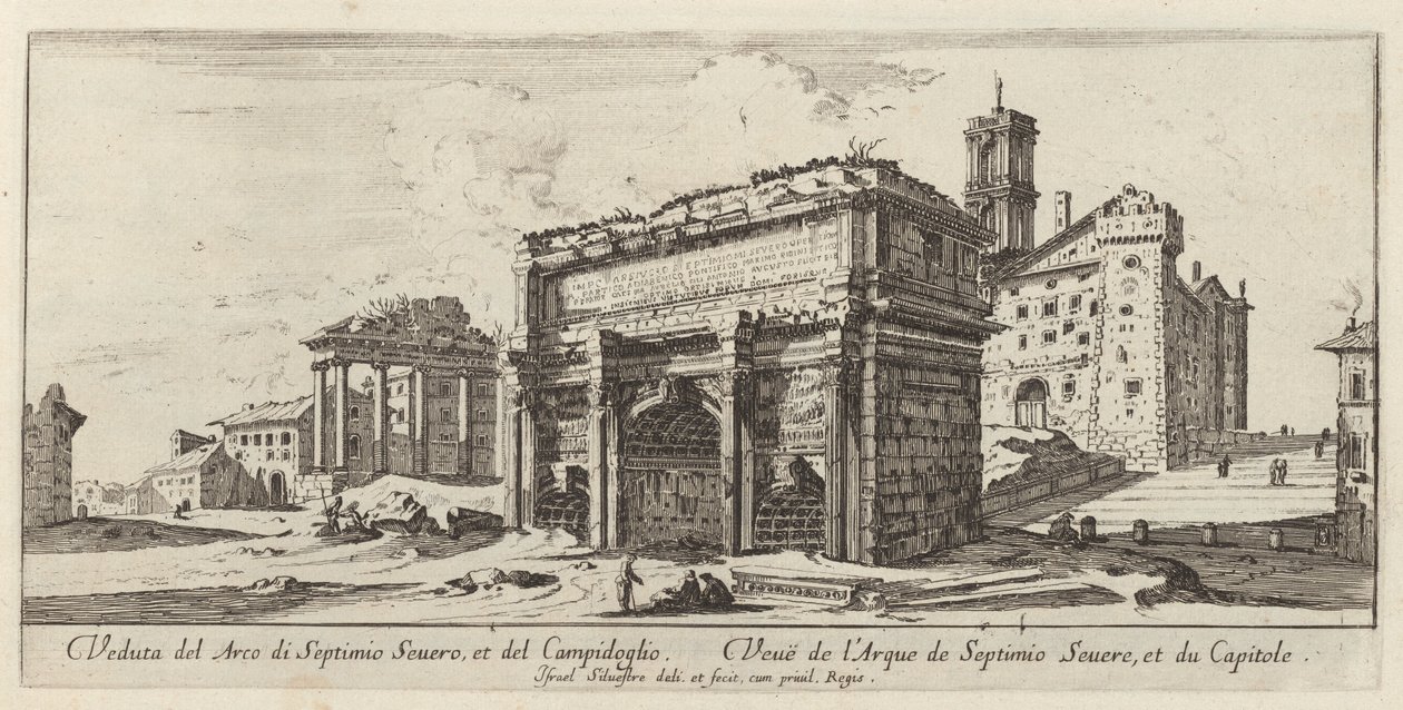 Veduta del Arco di Septimio Severus et del Campidoglio tekijältä Israël Silvestre