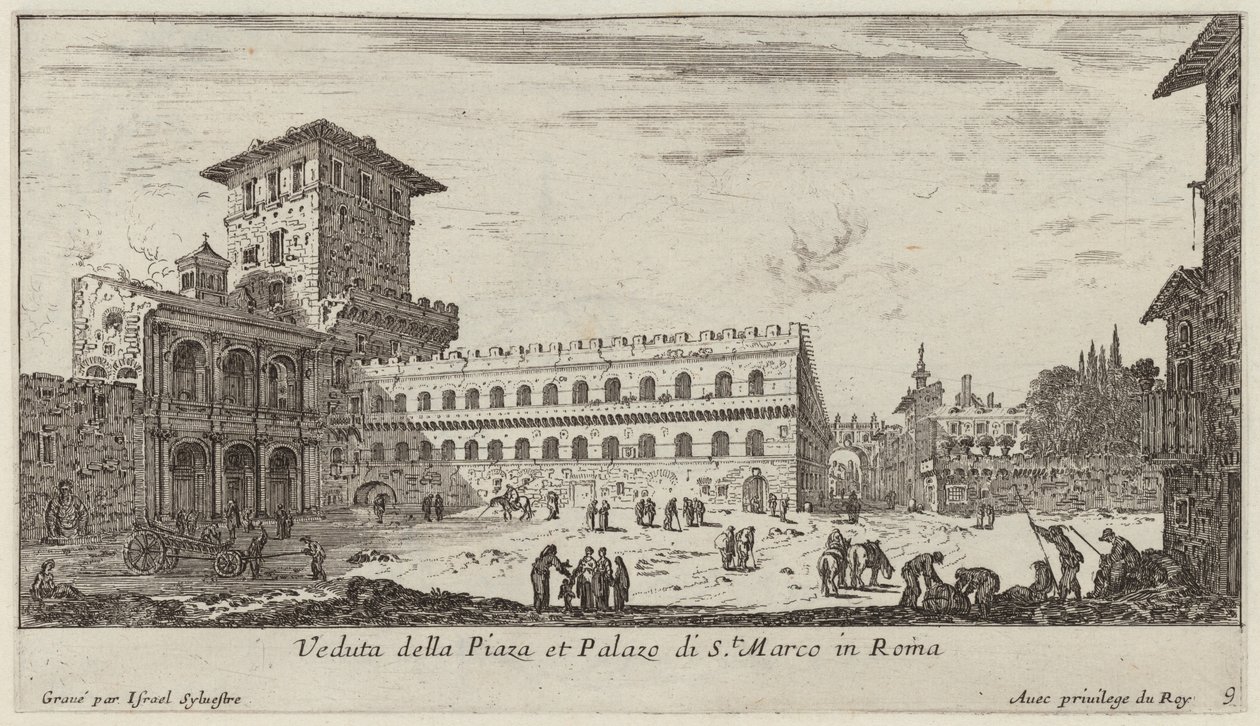 Näkymä Piazzalle ja Palazzo di Sanille. Marco Roomassa tekijältä Israël Silvestre