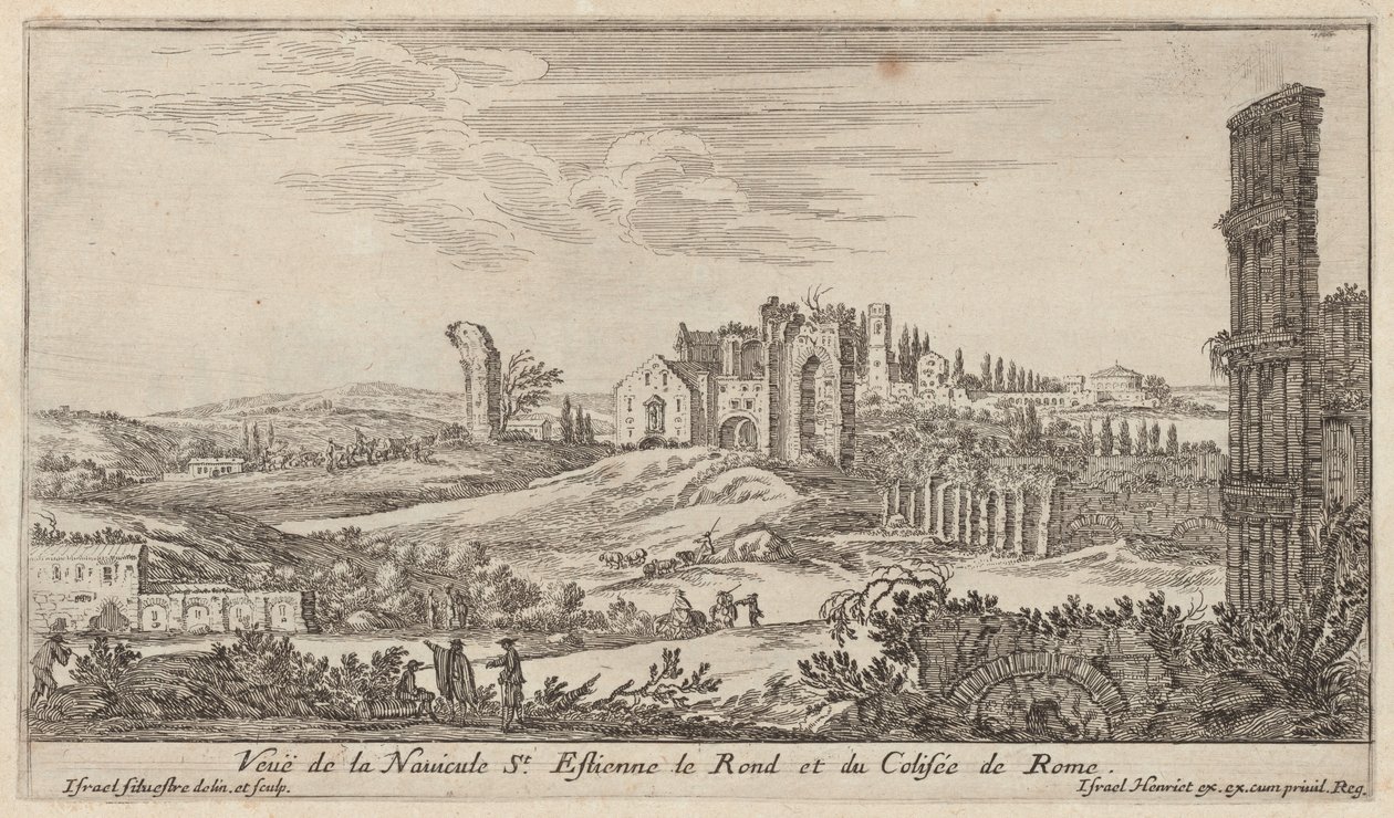 Näkymä Navicule St. Estienne le Rondille ja Colosseumille Roomassa tekijältä Israël Silvestre