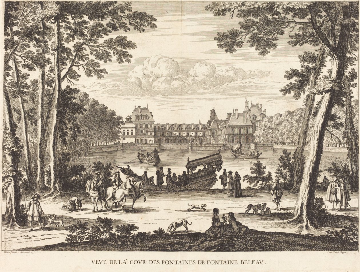 Vista del pati de les Fonts de Fontaine Beleaufinnish tekijältä Israël Silvestre
