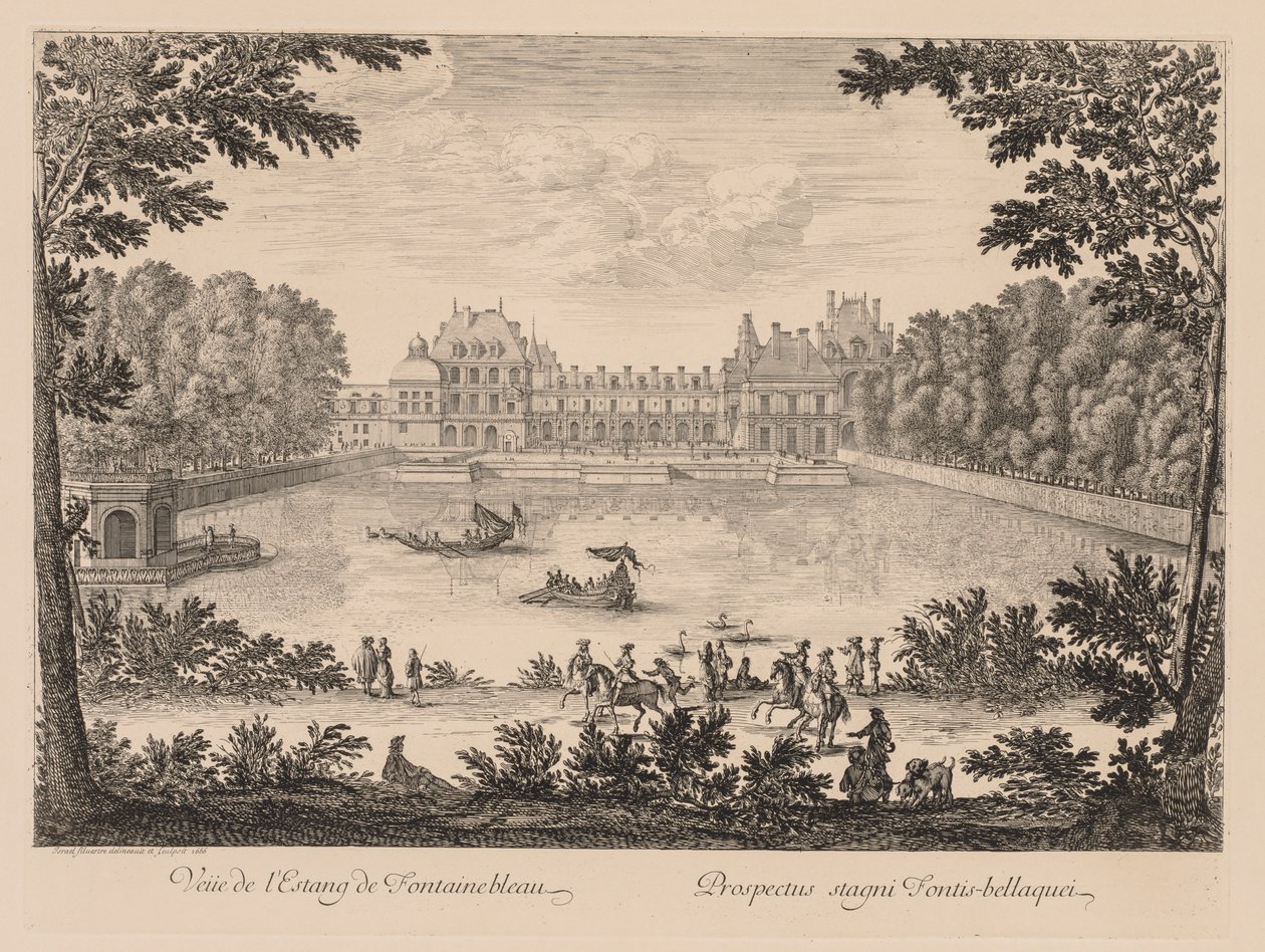 Näkymä Etang de Fontainebleaulle, 1666. tekijältä Israël Silvestre