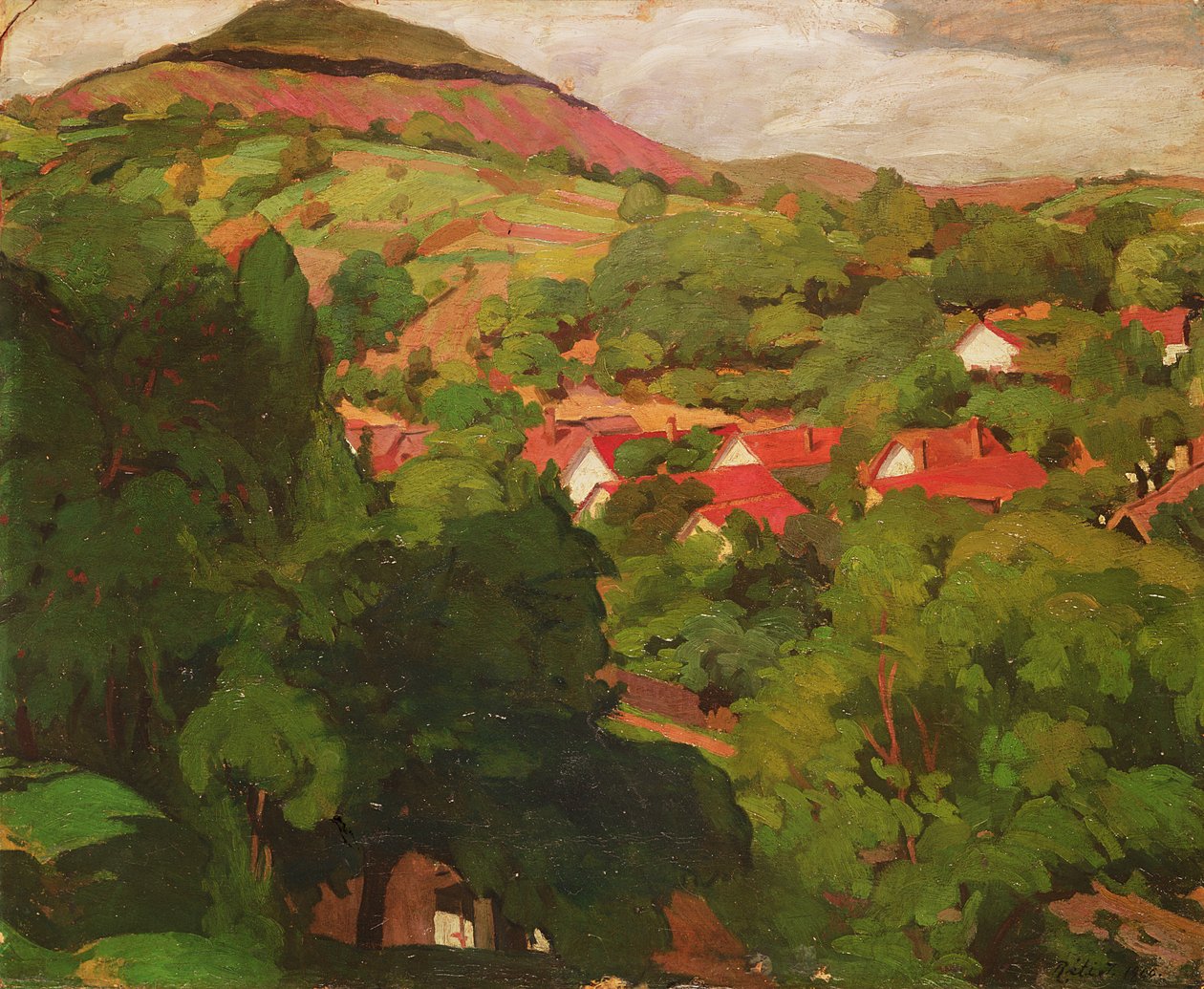 Maisema Nagybanyassa, Unkarissa, 1918 paneeli tekijältä Istvan Reti
