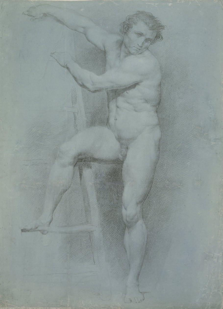 Mies alaston nojaten tikkaille tekijältä Italian Pompeo Girolamo Batoni