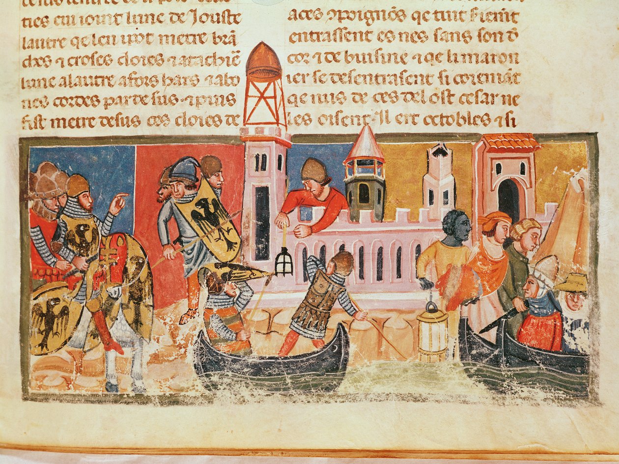 Taistelu kaupungin muureilla Gaius Suetonius Tranquilluksen (n. 75-150) Le Vite di Dodici Cesarista tekijältä Italian School