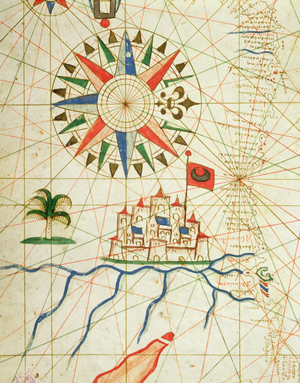 Egypti, Niili ja Kairo, merenkulkukartasta, 1646 (muste vellum) (yksityiskohta 330936) tekijältä Italian School