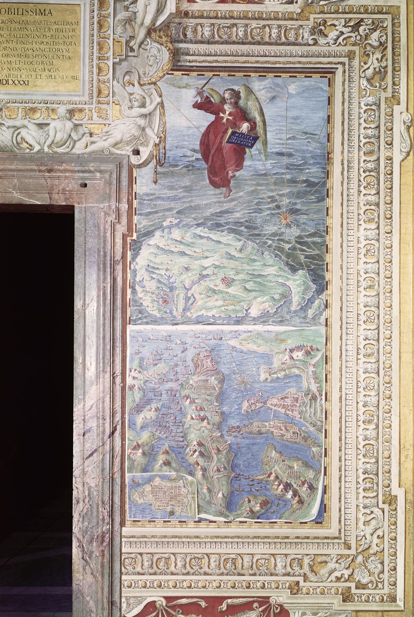 Maltan kartta, yksityiskohta Galleria delle Carte Geografichesta, 1580-83 (katso lisätietoja numerosta 259885) tekijältä Italian School
