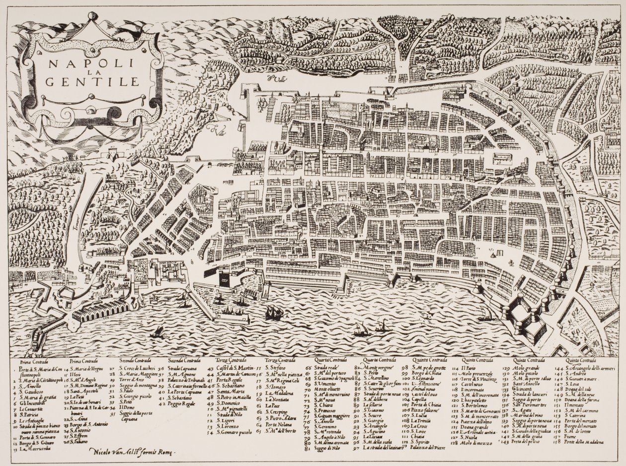 Napolin kartta, n. 1600 tekijältä Italian School