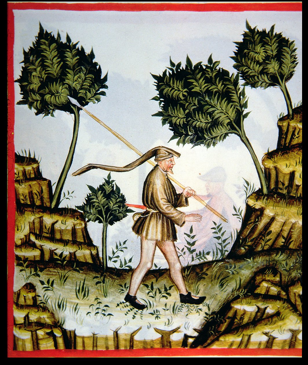 Nova 2644 fol.58r The South Wind, valmistaja Tacuinum Sanitatis tekijältä Italian School