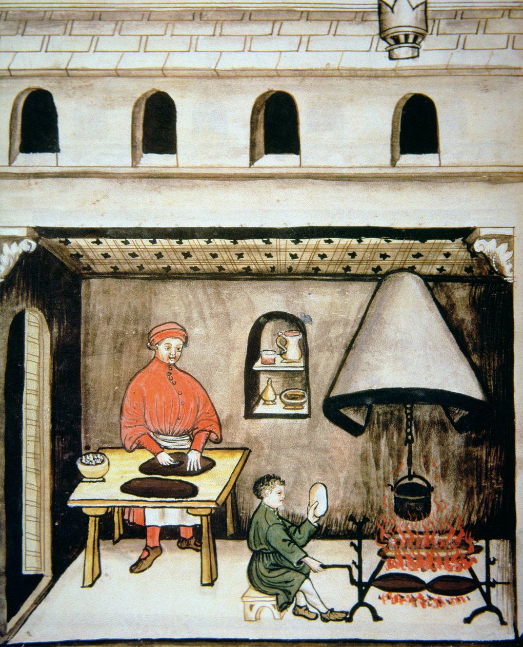 Nova 2644 fol.80v Pernan valmistelu, Tacuinum Sanitatis tekijältä Italian School