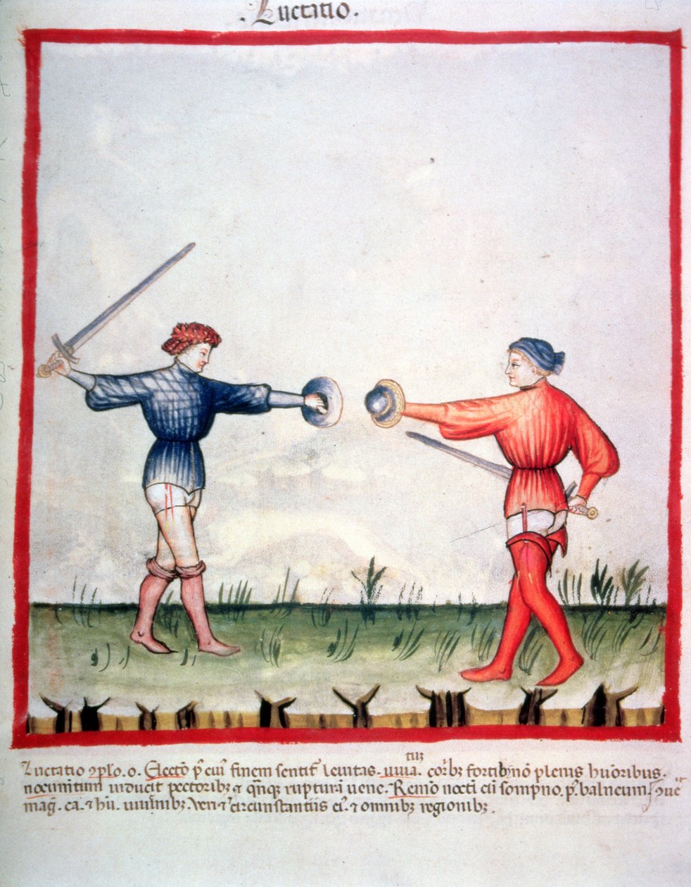 Nova 2644 fol.96v Fenceing, valmistaja Tacuinum Sanitatis tekijältä Italian School
