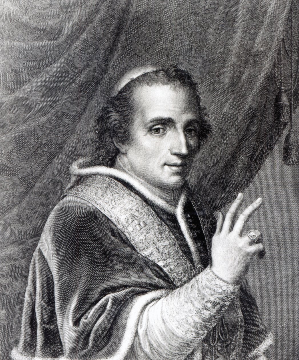 Paavi Pius VII, kaiverrus Rafaello Morghen tekijältä Italian School