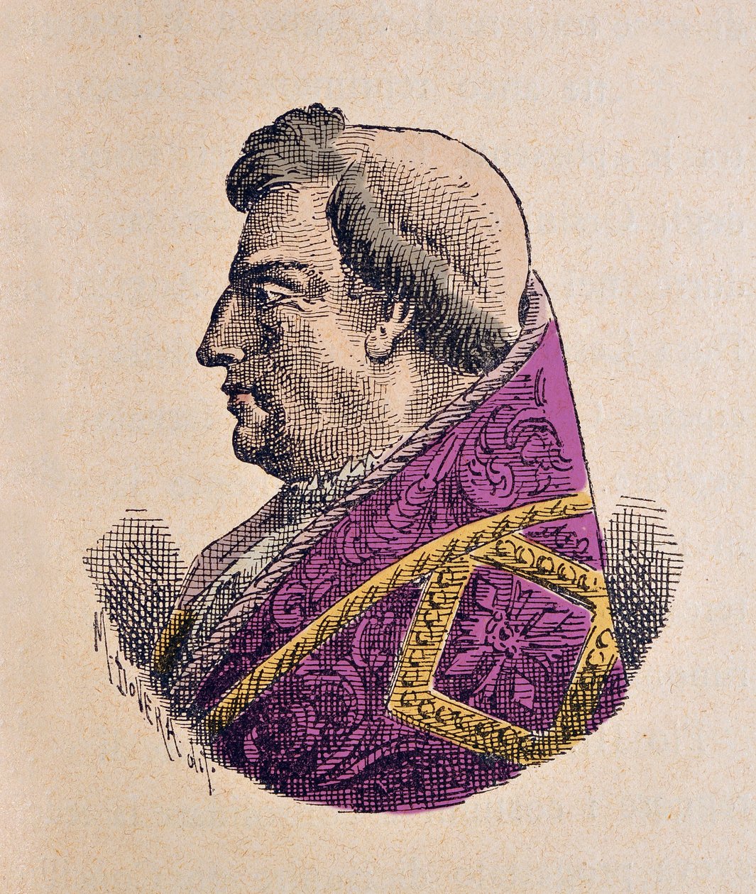 Muotokuva paavi Alexandre VI:sta (Aleksanteri tai Alessandro) (Rodrigo Borgia) (1492-1503), 1898 (kaiverrus myöhemmällä värityksellä) tekijältä Italian School