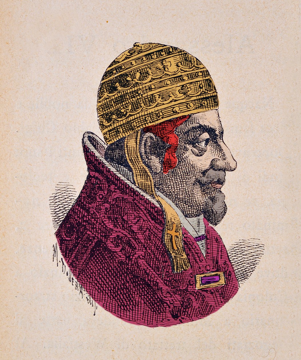 Muotokuva paavi Alexandre VII:stä (Aleksanteri tai Alessandro) (1655-1667), 1898 (kaiverrus myöhemmällä värityksellä) tekijältä Italian School