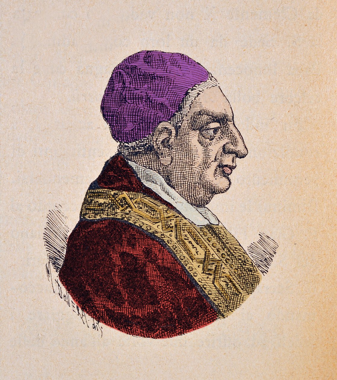 Muotokuva paavi Benoit XIII:sta (benedetto, Benedictus tai Benedictus) (1724-1730), 1898 (kaiverrus myöhemmällä värityksellä) tekijältä Italian School