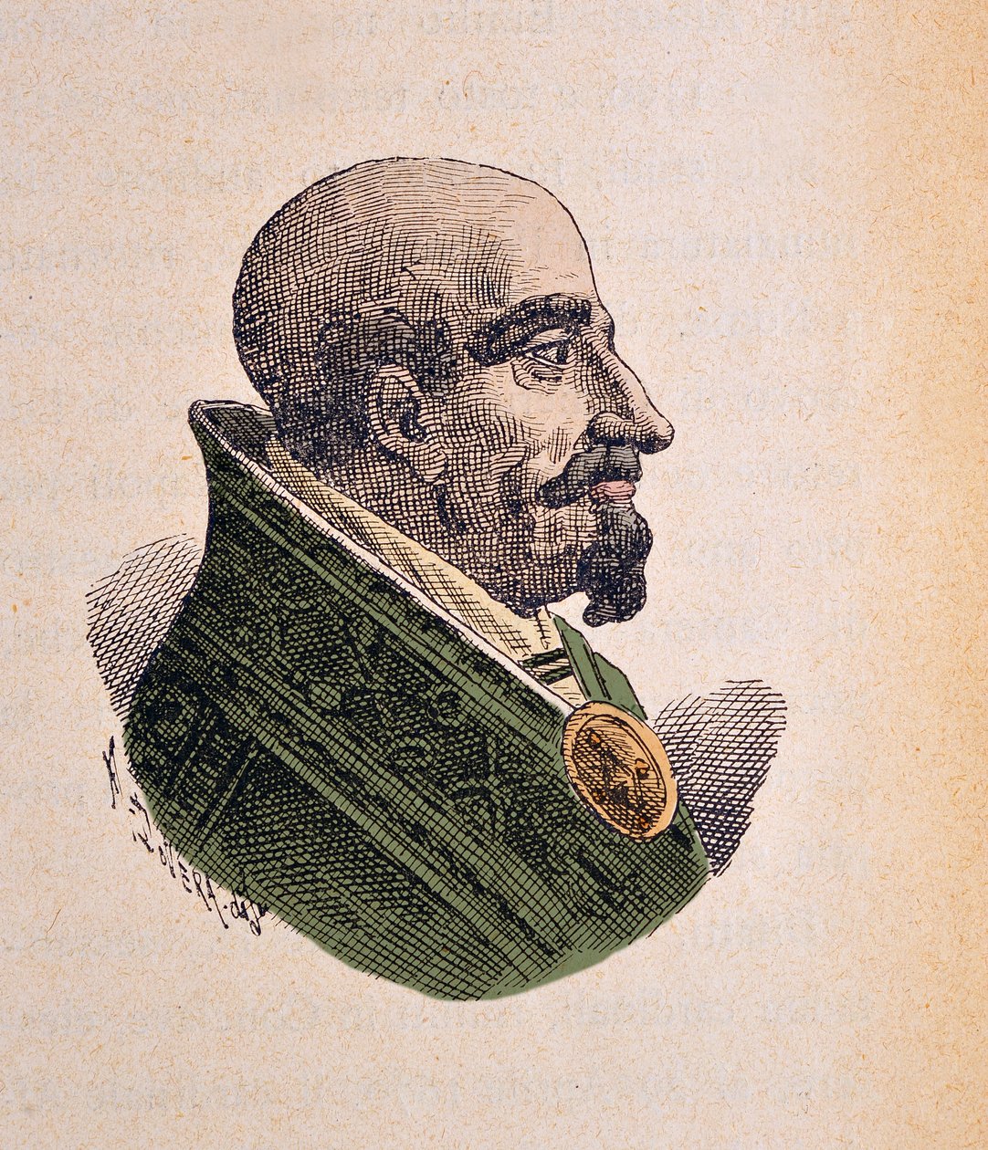 Paavi Klemens IX (Clemente tai Clemens) muotokuva (1667-1669), 1898 (kaiverrus myöhemmällä värityksellä) tekijältä Italian School