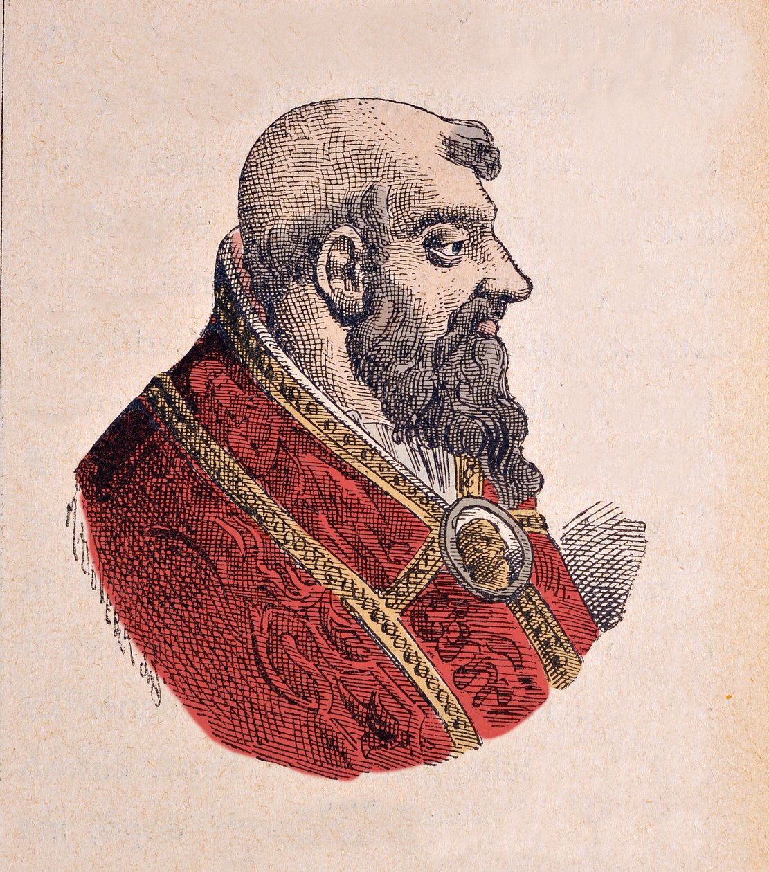 Paavi Klemens VII:n muotokuva (Clemente tai Clemens tai Giulio di Giuliano de Medicis) (1523-1534), 1898 (kaiverrus myöhemmällä värityksellä) tekijältä Italian School