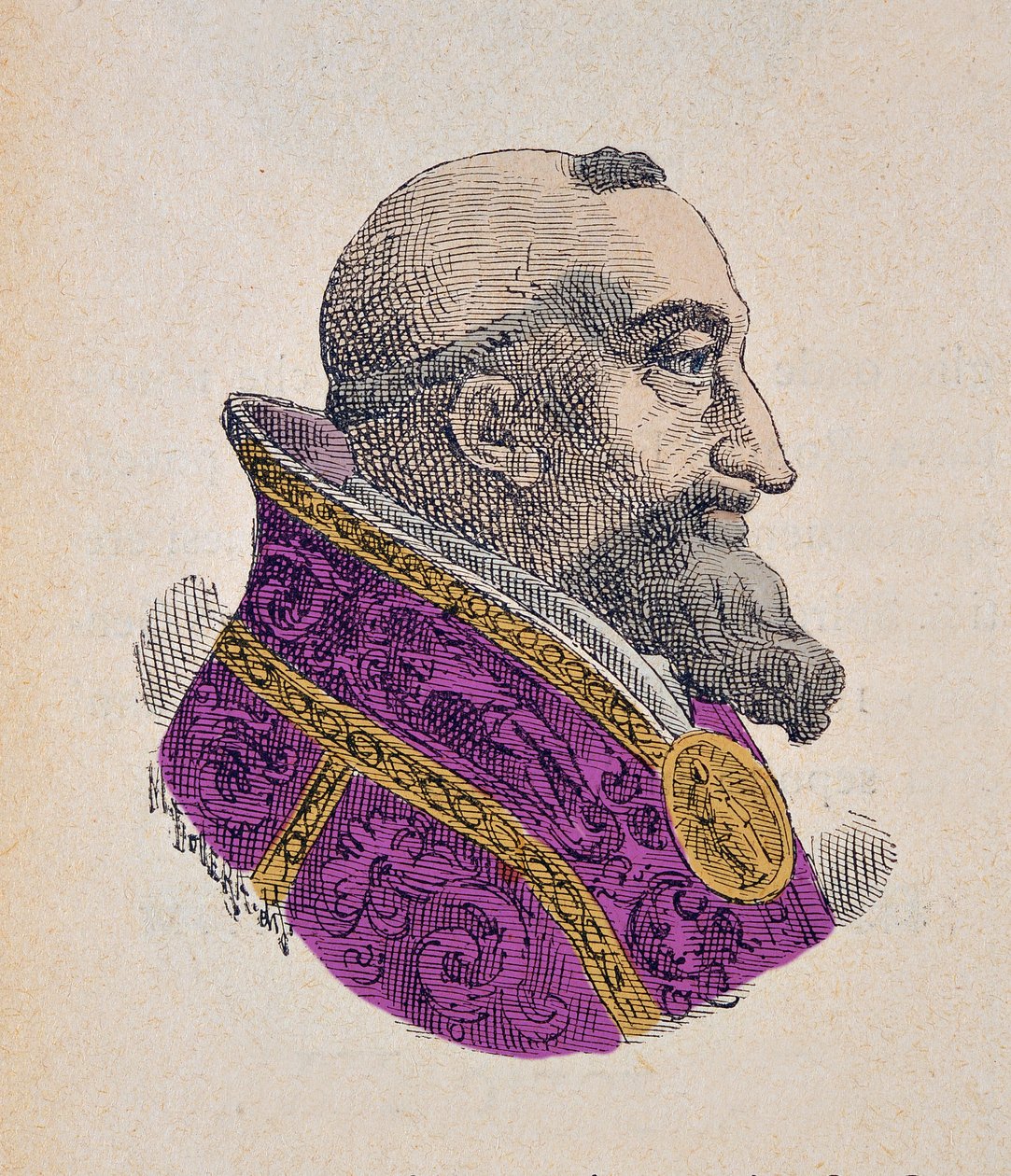 Muotokuva paavi Gregoire XV:stä (Gregorio, Gregorius tai Gregory) (1621-1623), 1898 (kaiverrus myöhemmällä värityksellä) tekijältä Italian School