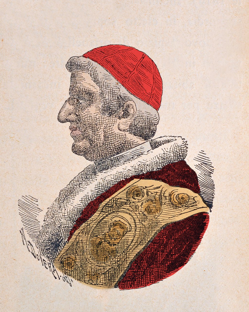 Muotokuva paavi Gregoire XVI:sta (Gregorio, Gregorius tai Gregory) (1831-1846), 1898 (kaiverrus myöhemmällä värityksellä) tekijältä Italian School